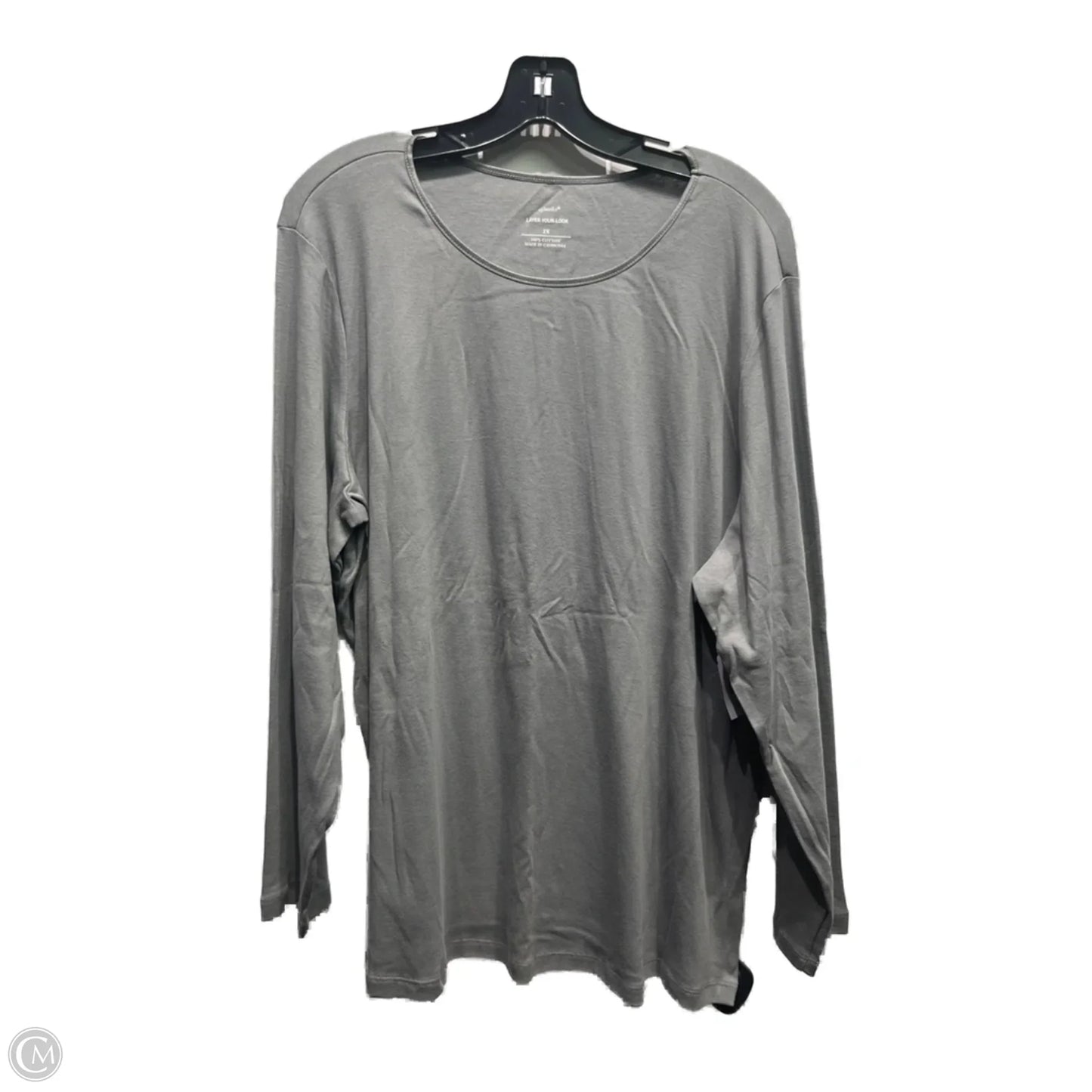 Top Long Sleeve Basic By Cj Banks In Grey, Size: 2x