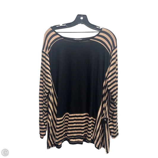 Top Long Sleeve By Cable And Gauge In Black & Brown, Size: M