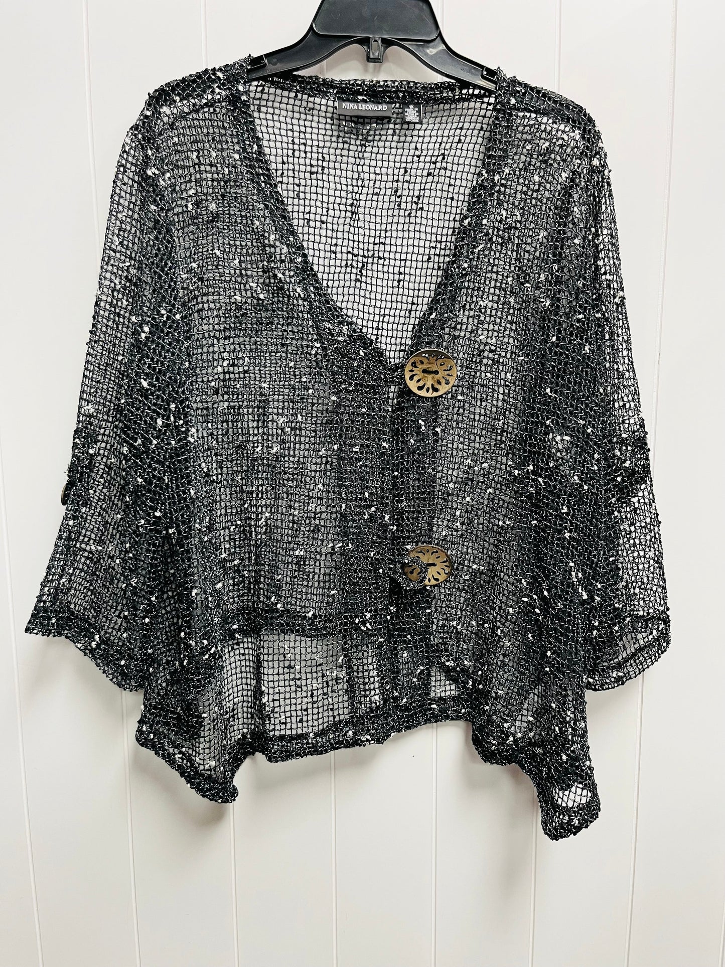 Cardigan By Nina Leonard In Black, Size: 1x