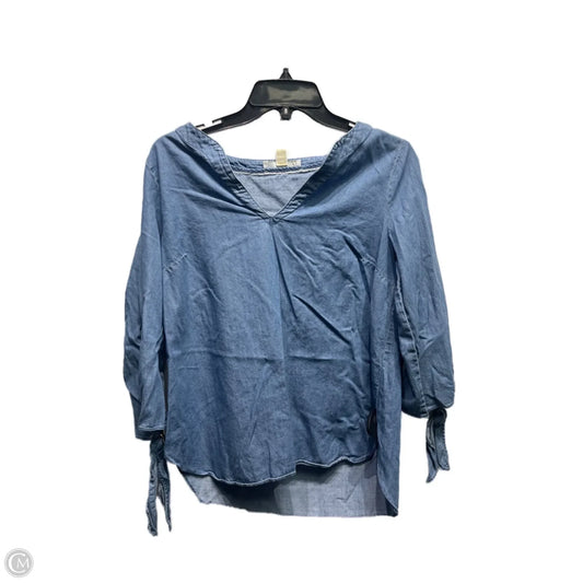 Top Long Sleeve By Michael By Michael Kors In Blue Denim, Size: S
