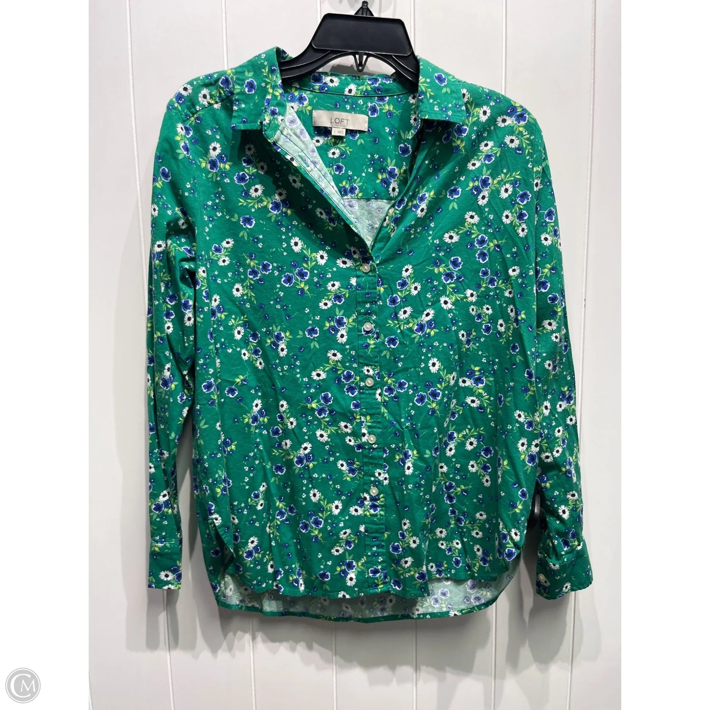 Top Long Sleeve By Loft In Blue & Green, Size: S