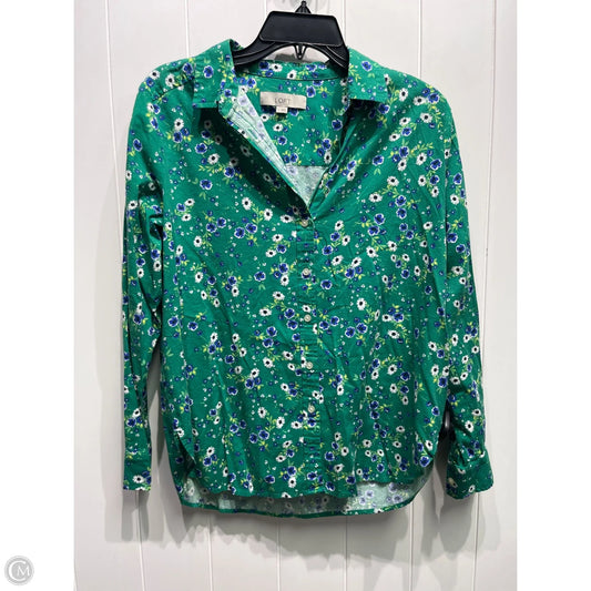 Top Long Sleeve By Loft In Blue & Green, Size: S
