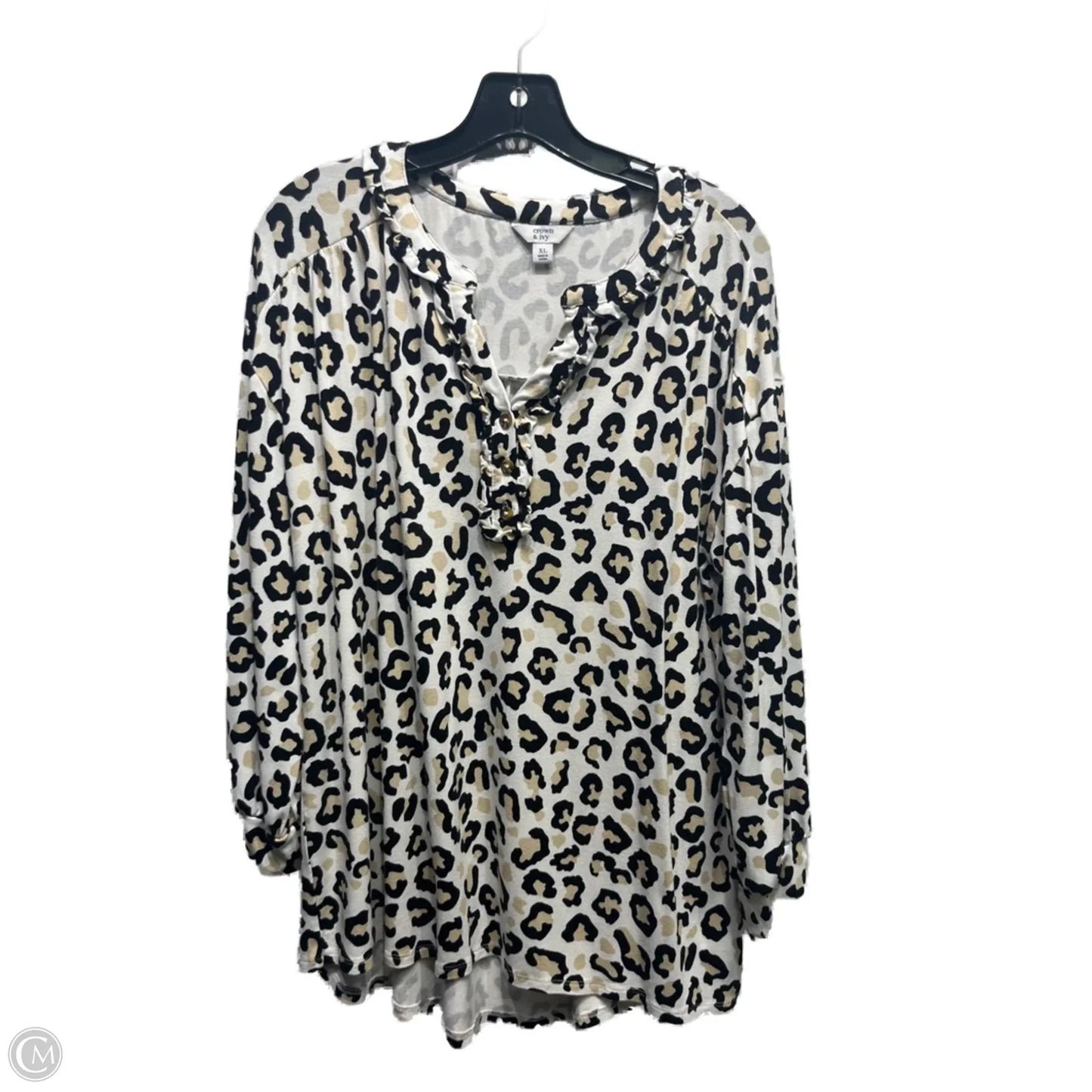 Top Long Sleeve By Crown And Ivy In Animal Print, Size: Xl