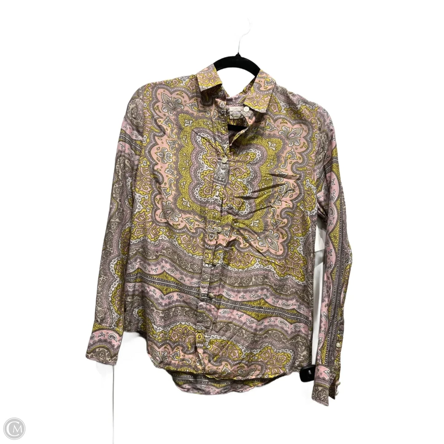 Top Long Sleeve By J. Crew In Pink & Yellow, Size: M