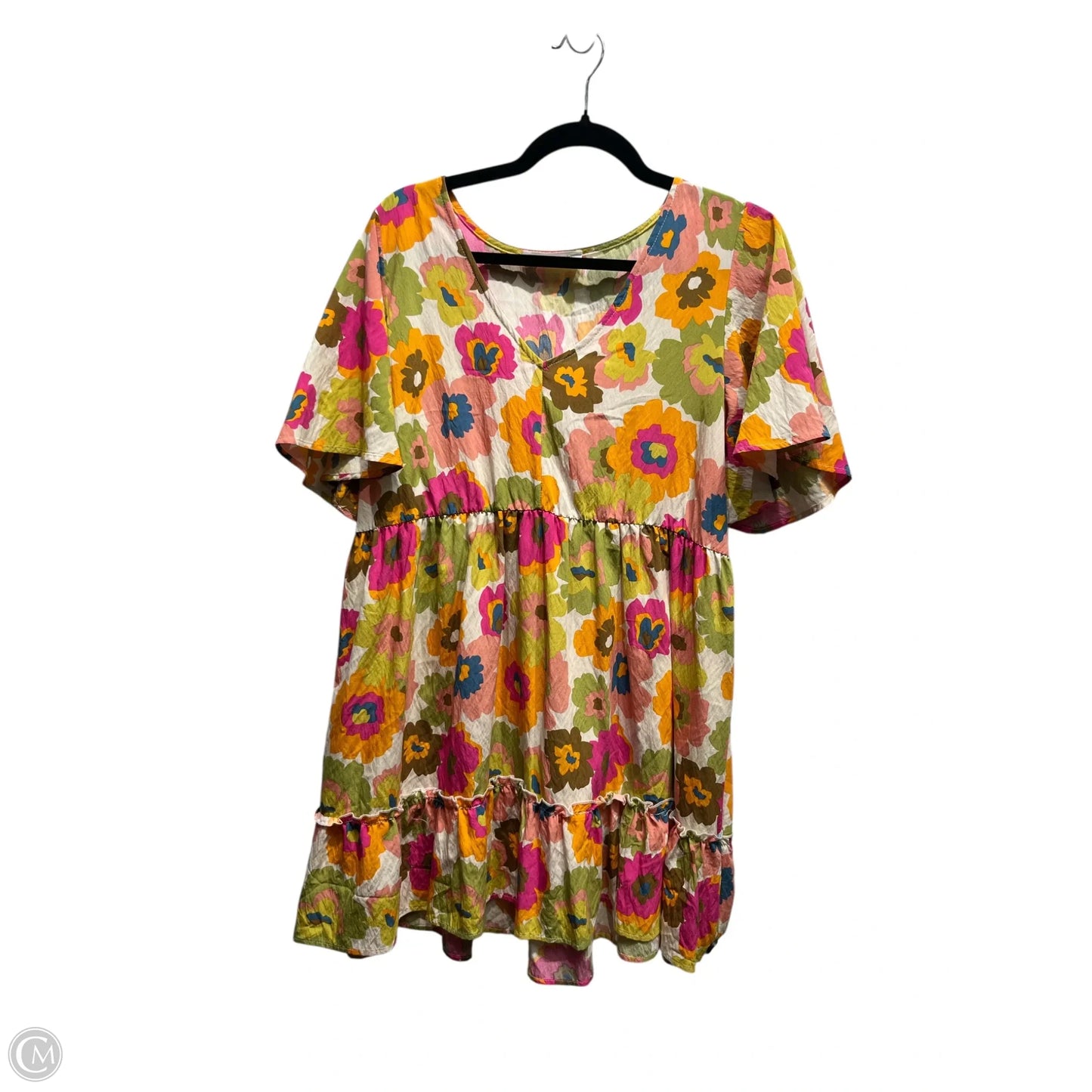 Dress Casual Short By Impressions In Orange & Pink, Size: M
