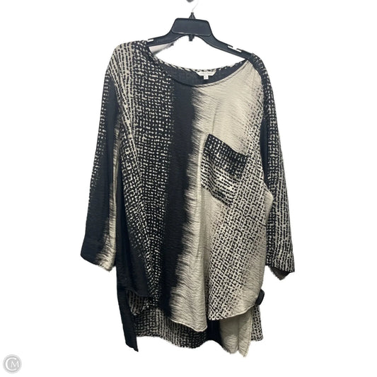 Tunic Long Sleeve By John Mark In Black & Brown, Size: 3x