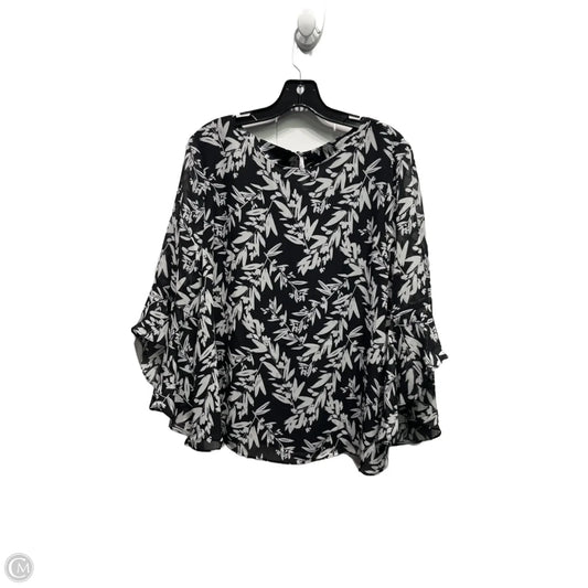 Top Long Sleeve By Kasper In Black & White, Size: L