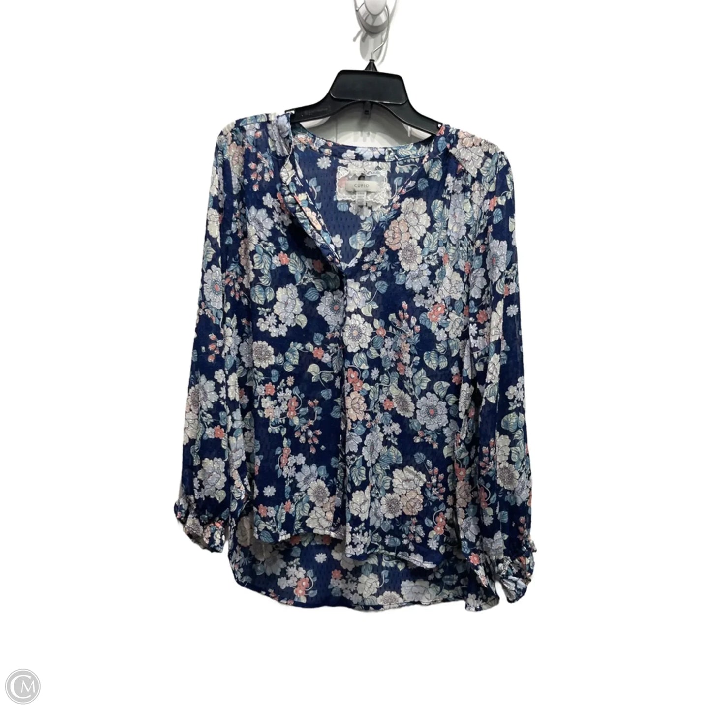 Top Long Sleeve By Cupio In Blue, Size: L