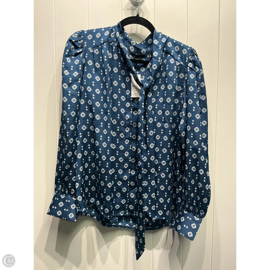 Top Long Sleeve By Ann Taylor In Blue & White, Size: S
