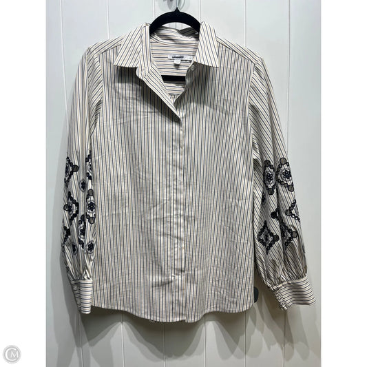 Top Long Sleeve By Chicos In Grey & Tan, Size: M