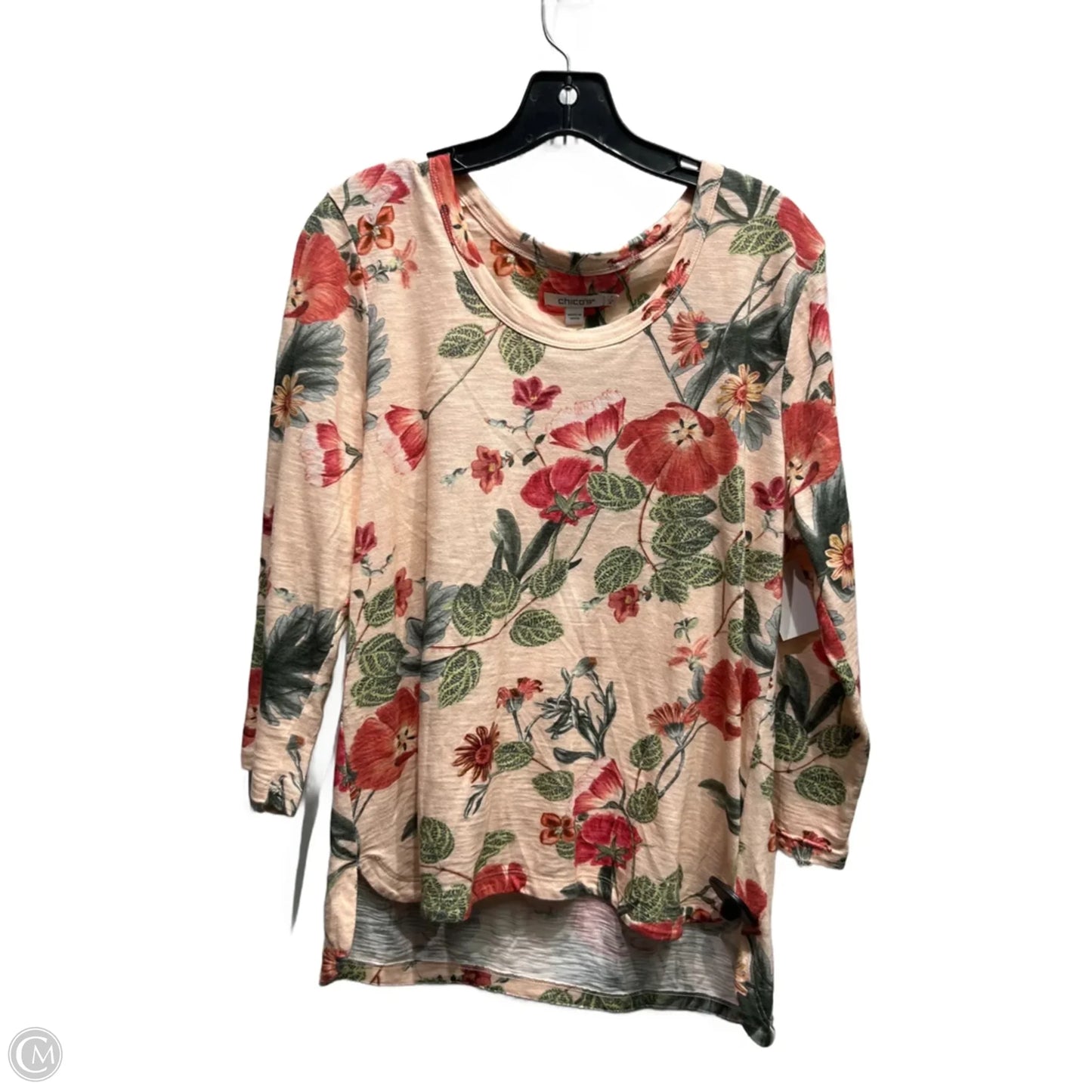 Top Long Sleeve By Chicos In Green & Orange, Size: M