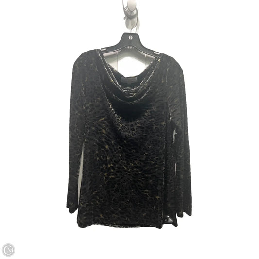 Top Long Sleeve By Elliott Lauren In Grey & Tan, Size: L