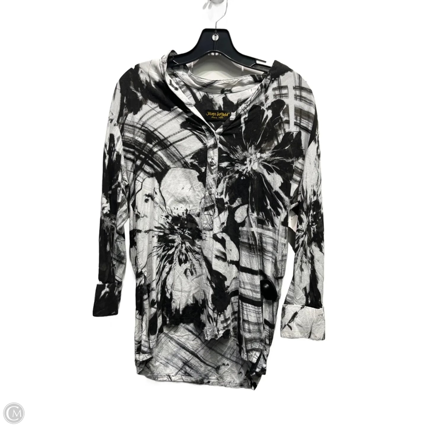 Top Long Sleeve By JAMS WORLD In Black & White, Size: S