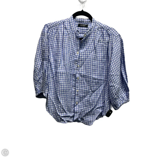 Top Long Sleeve By Lauren By Ralph Lauren In Blue & White, Size: S