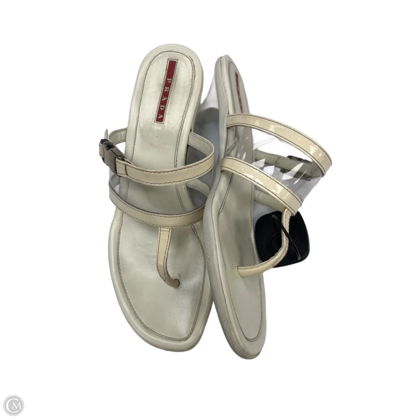 Sandals Luxury Designer By Prada In White, Size: 6.5