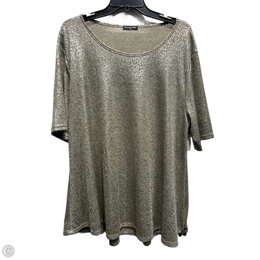 Top Short Sleeve By Cha Cha Vente In Gold, Size: 2x