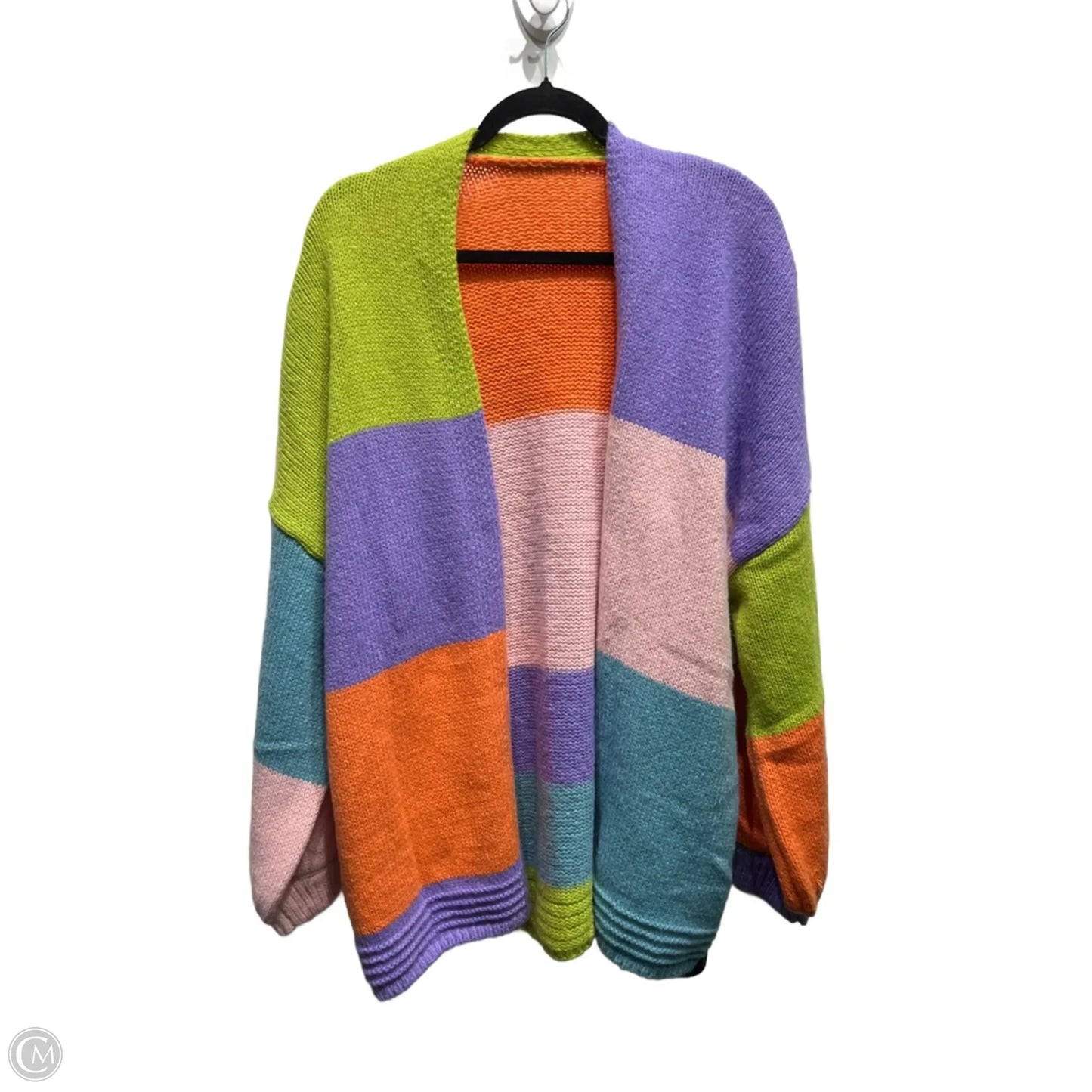 Sweater Cardigan By Clothes Mentor In Green & Orange, Size: Xl