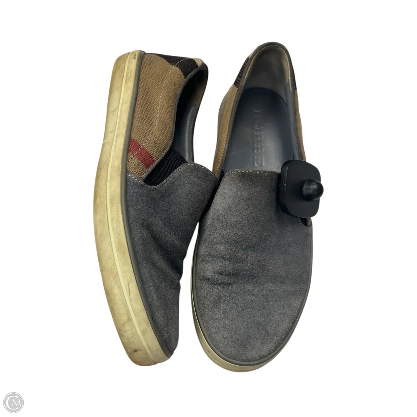 Shoes Luxury Designer By Burberry In Grey, Size: 7.5