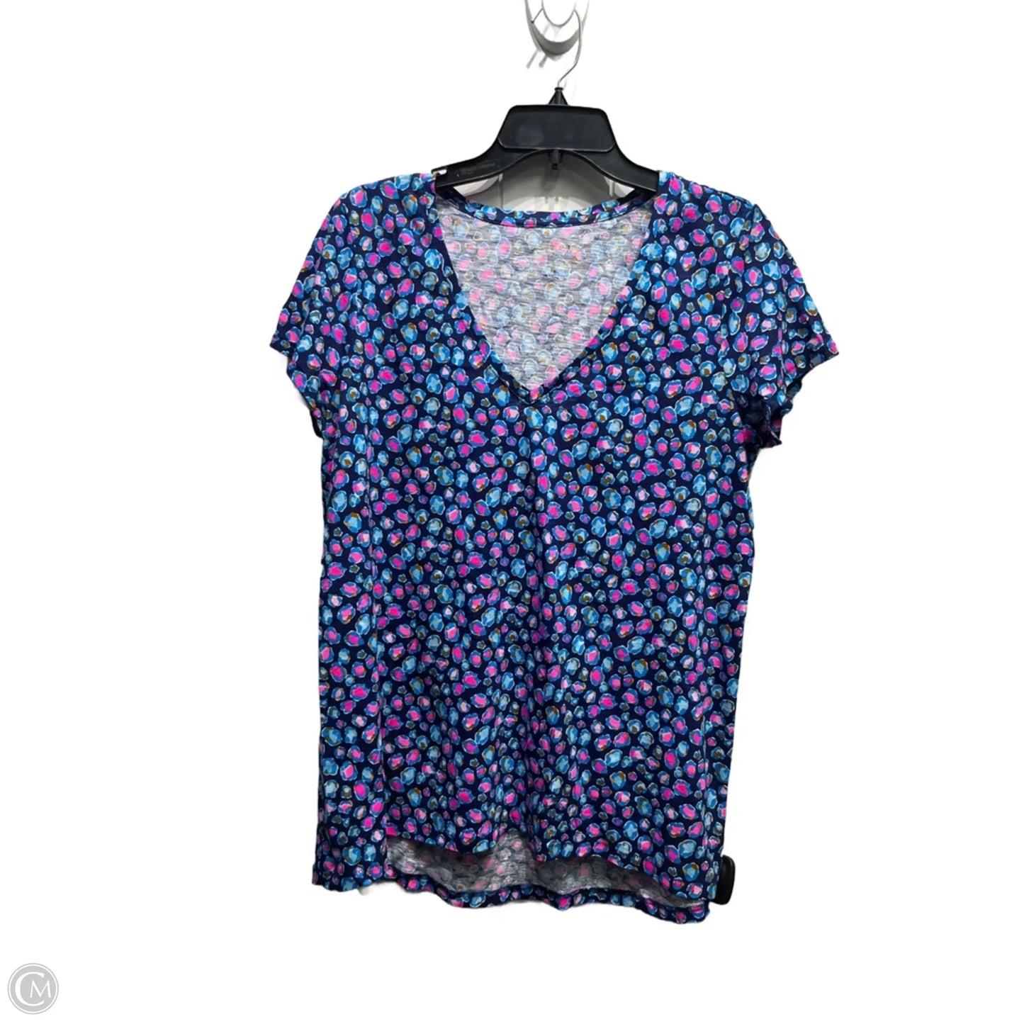 Top Short Sleeve Designer By Lilly Pulitzer In Blue & Pink, Size: L