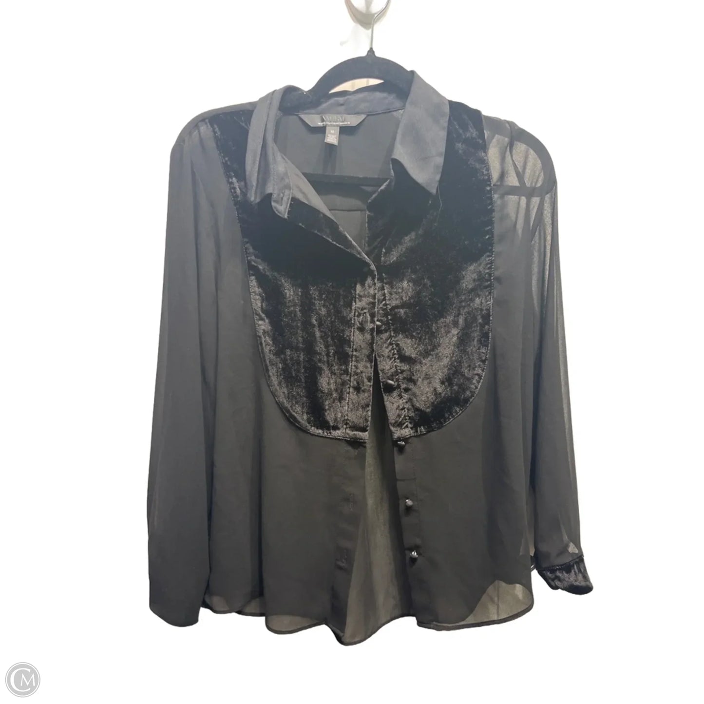 Blouse Long Sleeve By White House Black Market In Black, Size: M