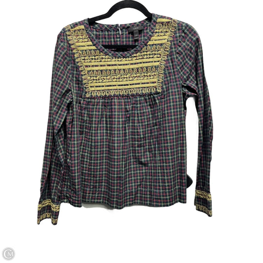 Top Long Sleeve By J. Crew In Gold & Green, Size: M