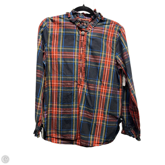 Top Long Sleeve By J. Crew In Blue & Red, Size: M