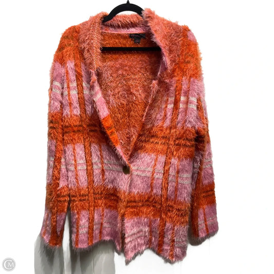 Sweater Cardigan By Jw In Orange & Pink, Size: L