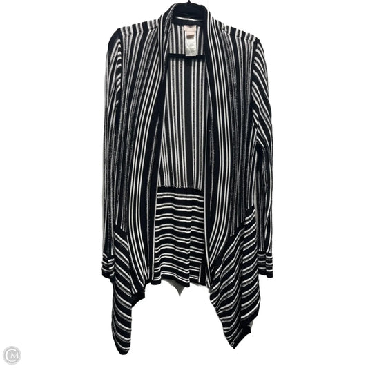 Sweater Cardigan By Chicos In Black & White, Size: L