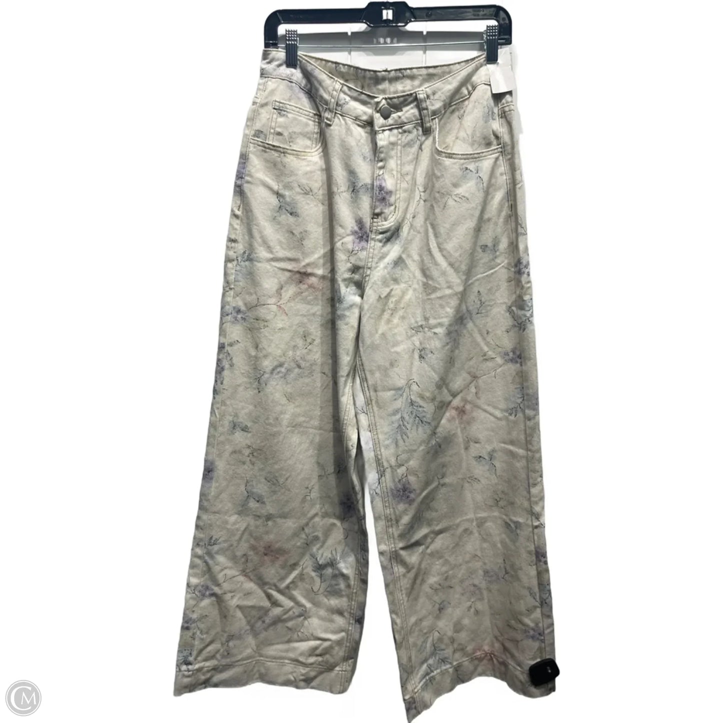 Pants Wide Leg By Dazy In Cream & Purple, Size: Xl