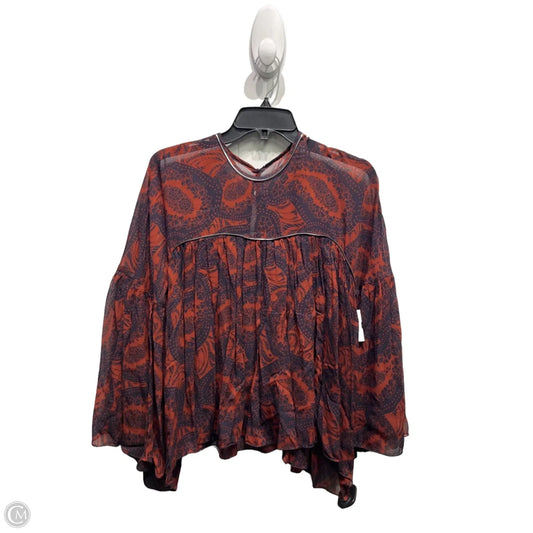 Top Long Sleeve By Zara In Blue & Red, Size: S