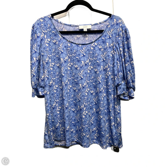 Top Short Sleeve By Cece In Blue & White, Size: Xl