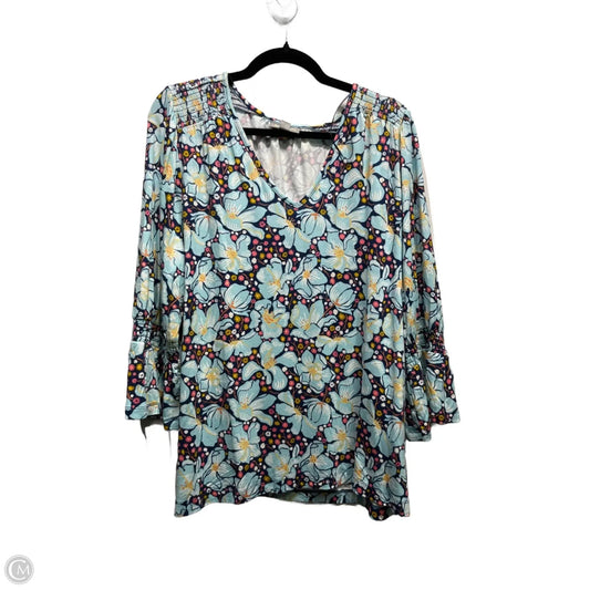 Top 3/4 Sleeve By Style And Company In Blue & Yellow, Size: Xl