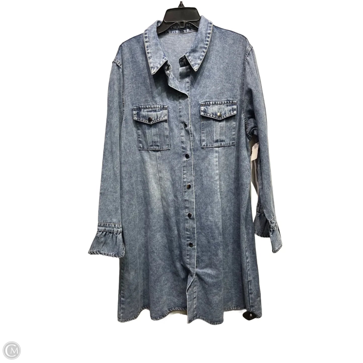 Dress Casual Midi By Clothes Mentor In Blue Denim, Size: 3x