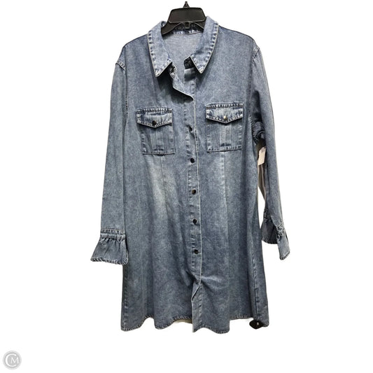 Dress Casual Midi By Clothes Mentor In Blue Denim, Size: 3x