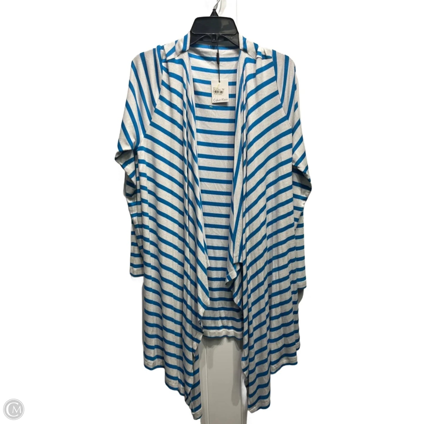 Cardigan By Calvin Klein In Blue & White, Size: Xl