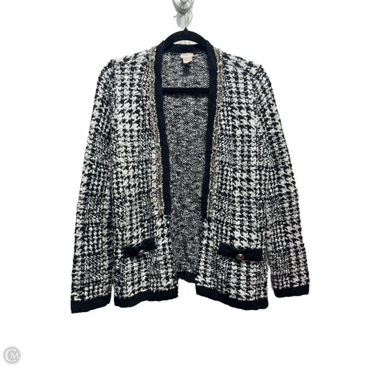 Sweater Cardigan By Chicos In Black & White, Size: M