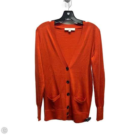 Sweater Cardigan By Loft In Orange, Size: M