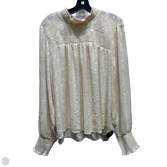 Top Long Sleeve By Knox Rose In Cream, Size: Xxl
