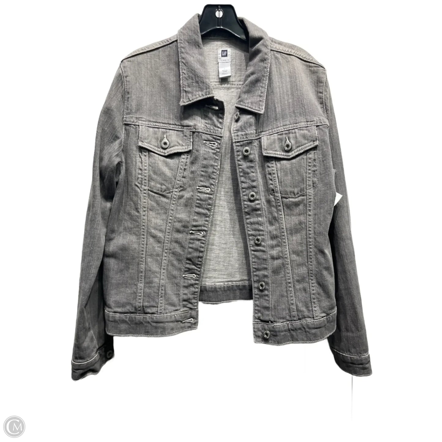 Jacket Denim By Gap In Grey Denim, Size: L