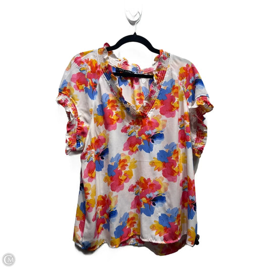 Top Short Sleeve By Zac And Rachel In Blue & Pink, Size: Xl