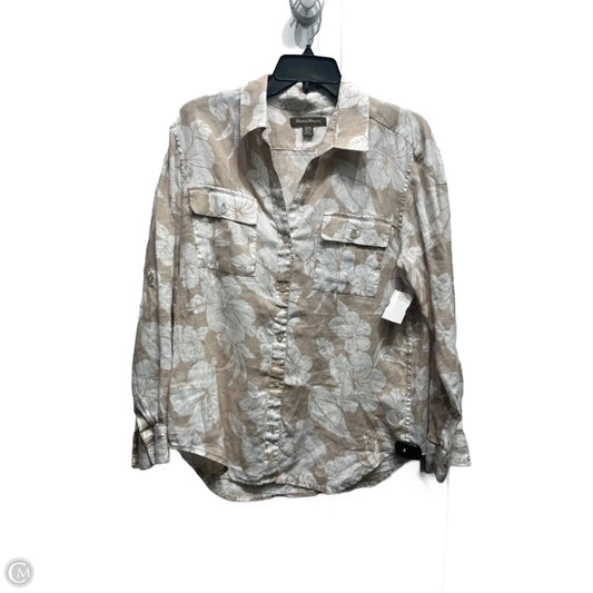 Top Long Sleeve By Tommy Bahama In Tan & White, Size: M