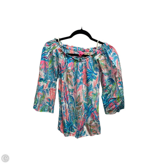 Top Long Sleeve Designer By Lilly Pulitzer In Blue & Orange, Size: Xxs