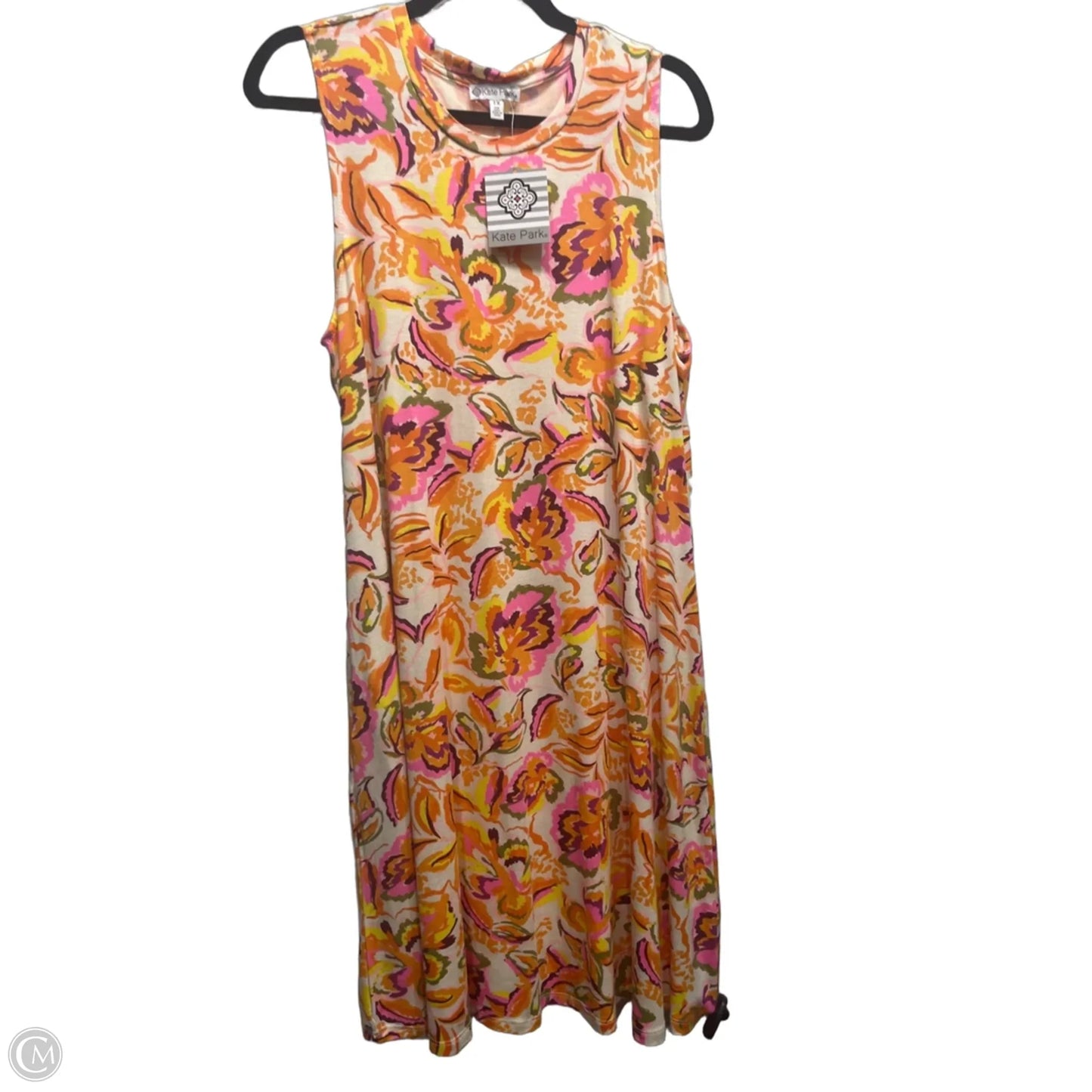 Dress Casual Short By KATE PARK  In Orange & Pink, Size: 1x