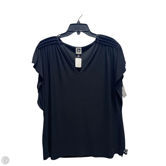 Top Short Sleeve By Anne Klein In Black, Size: L