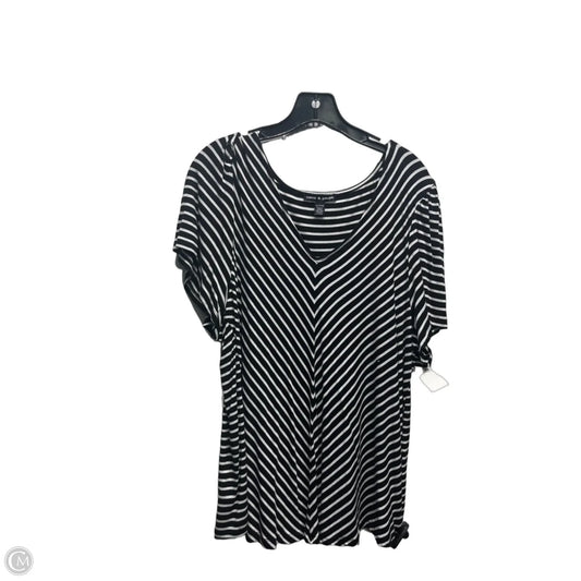 Top Short Sleeve Basic By Cable And Gauge In Black & White, Size: Xl
