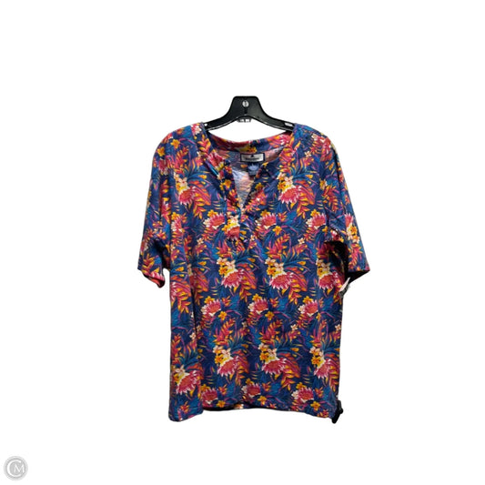 Top Short Sleeve By Stella Parker In Blue & Red, Size: L