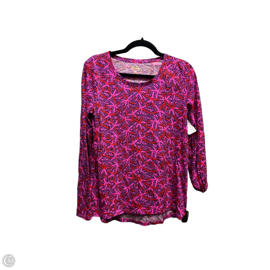 Top Long Sleeve Designer By Lilly Pulitzer In Pink & Red, Size: S