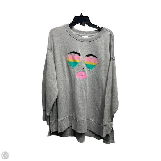 Sweatshirt Crewneck By Crown And Ivy In Grey, Size: 1x