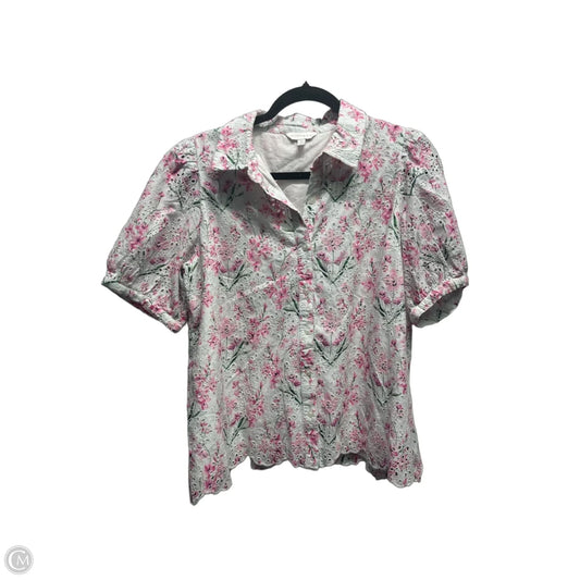 Top Short Sleeve By Crown And Ivy In Pink & White, Size: L