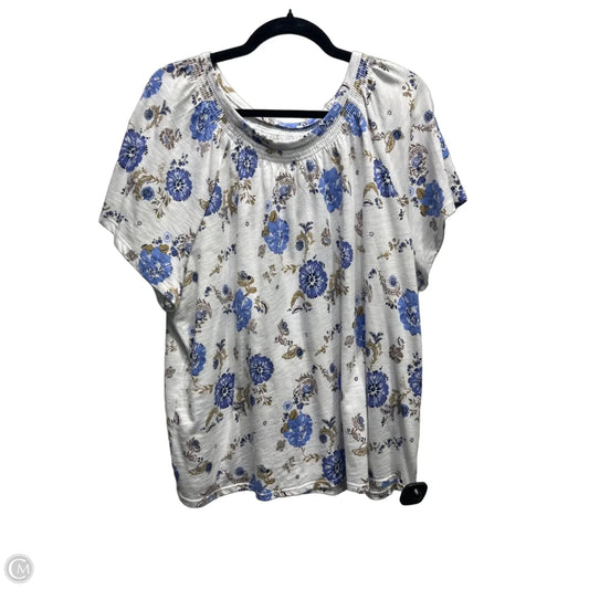 Top Short Sleeve Basic By Croft And Barrow In Blue & Tan, Size: Xxl